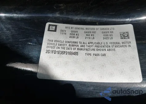 2015 Chevrolet Camaro 1Lt from USA, damaged, VIN 2G1FD1E36F9169485